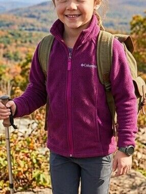 Columbia Youth Girls' Benton Springs Full Zip Fleece Jacket - Purple - Size XS